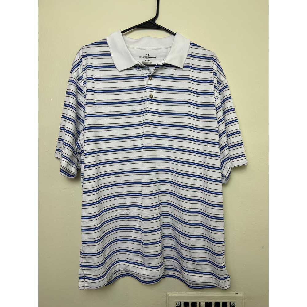 Vintage Grand Slam Golf Polo Shirt Mens XL Striped‎ Short Sleeve White Blue